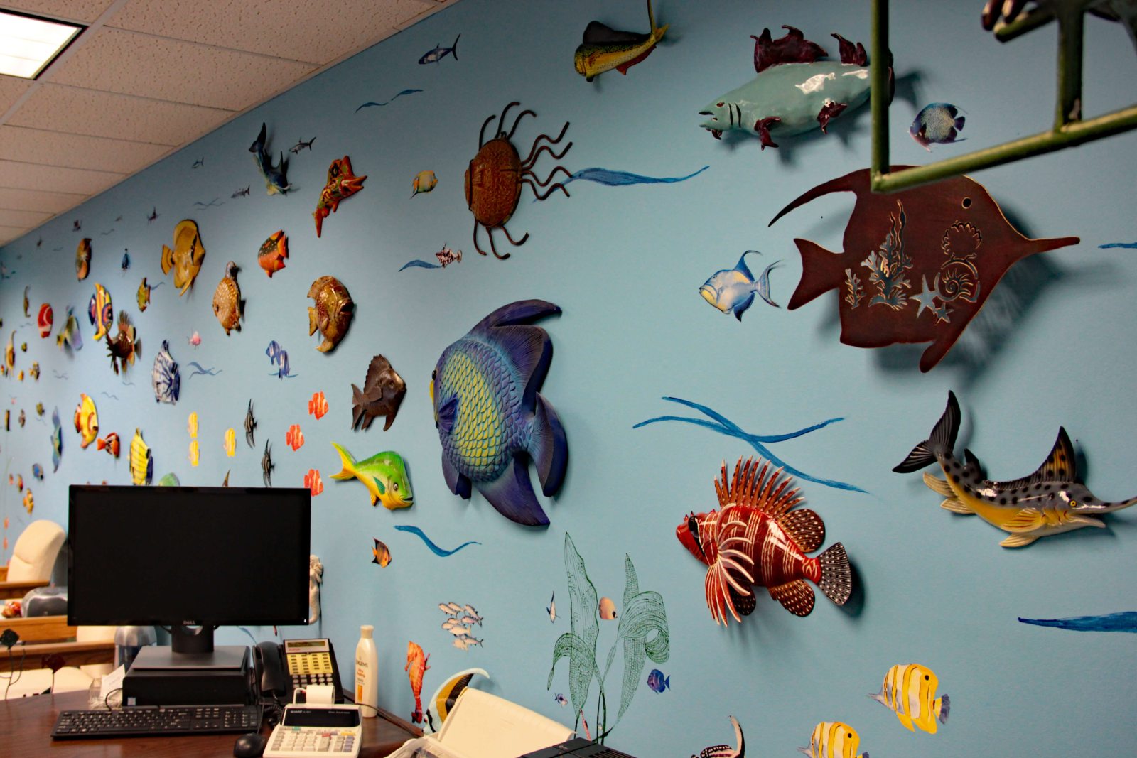 Office wall with underwater fish and coral